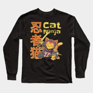 Kawaii cat ninja, Neko ninja, cute japanese cat Long Sleeve T-Shirt